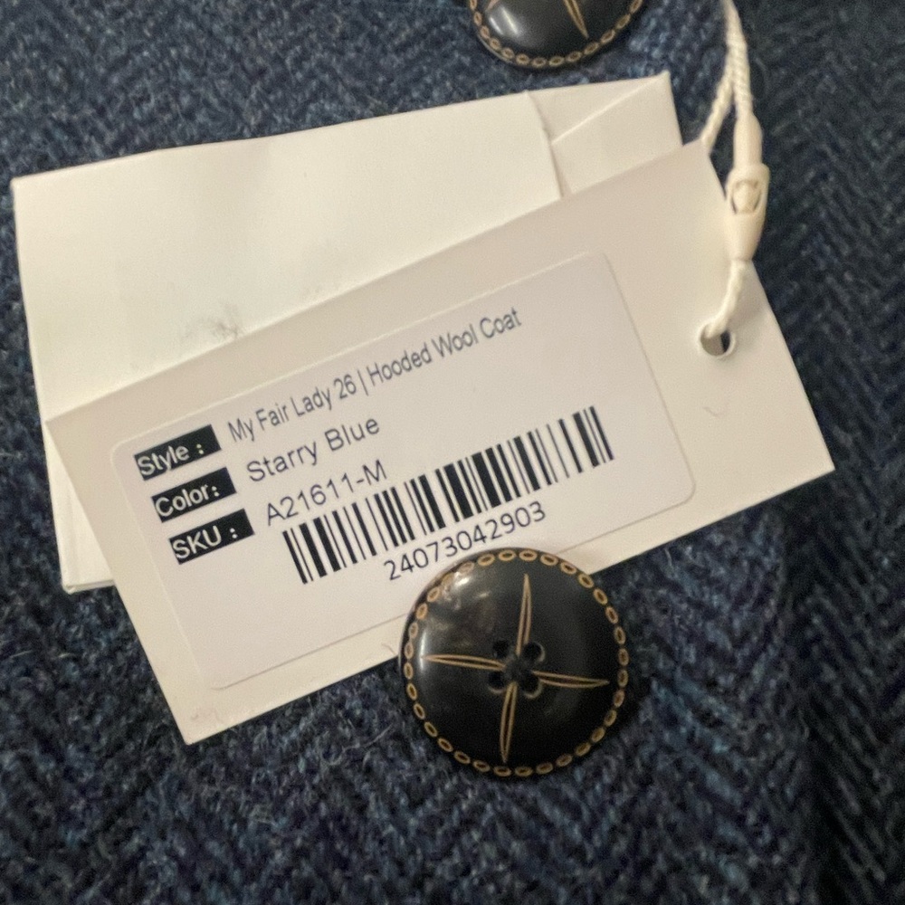 Linennaive My Fair Lady 26 Hooded Wool Coat size medium in Starry Blue NWT - Picture 3 of 8
